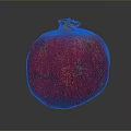 Whole Ripe Red Pomegranate With Shiny Surface On Gray Background