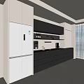 Modern Dark Sideboard With Drawers Cabinets And Coffee Machine In Bright Kitchen Space 3d model