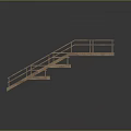 Wooden Staircase Structure With Handrails And Platform Steps 3d model