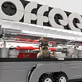 Building Blocks Coffee Cart With Large Coffee Sign Gray Body Wheels And Old Fashioned Signs