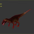 Realistic Dinosaur 3D Model With Brown Body Purple Head Open Mouth And Long Striped Tail