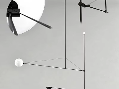 Modern Minimalist Chandelier with Geometric Metal Frame and Spherical Light Elements for Interior Design 3d model