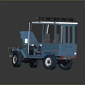 Blue Small Off Road Vehicle With Open Hood Roof Rack And Red Interior Item