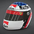 Racing Helmet as Sports Equipment Featuring Marlboro and Ferrari Logos
