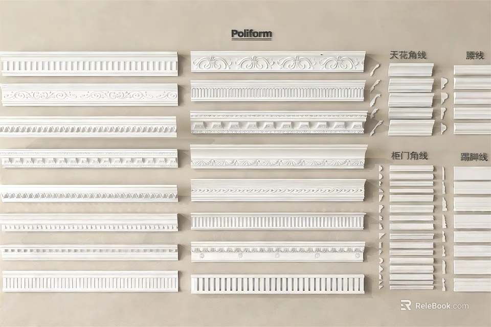 Various Gypsum Cornice Designs For Interior Decoration And Home Use 3d model 