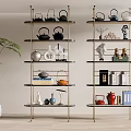 Ornaments Combination Bookshelf Bookcase Teapot 3d model