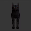 Detailed Black Cat with Orange Eyes Standing on Gray Background 3D Rendering 3d model