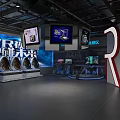 Modern VR Experience Zone With Interactive Screens Virtual Reality Equipment And Displays 3d model