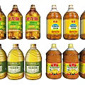 Various Brands Large Cooking Oil Bottles With Yellow Green Packaging Displayed In Multiple Containers