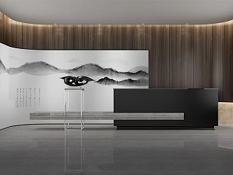 New Chinese Front Desk Sales Office Club Hotel Front Desk 3d model