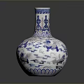 Exquisite Sculpted Blue And White Porcelain Vase With Intricate Carving Patterns