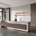 Modern company front desk background wall reception area bar desk reception desk hall simple lobby 3d model