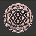 Decorative Pink Hollow Sphere Featuring Intricate Geometric Patterns And Reflective Surface