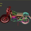 Black Vintage Style Motorcycle With Yellow Stripe Black Seat And Silver Wheels