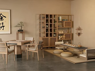 New Chinese Zen Tea Room Mahjong Room 3d model