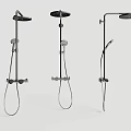 Three Modern Shower Head Systems With Rainfall Top And Handheld Spray Features 3d model