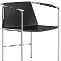 Black Leisure Chair With Sleek Metal Frame And Modern Design