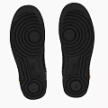 Black Low Top Sneakers With White Nike Swoosh Black Laces Black Sole And Orange Accents