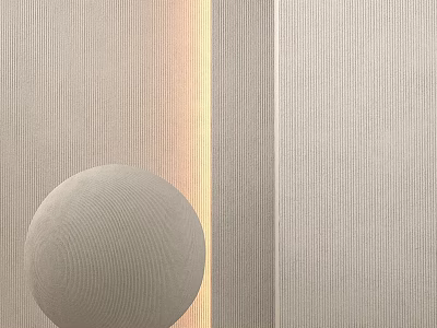 Modern Spherical Component With Striped Wall And Soft Lighting Design 3d model