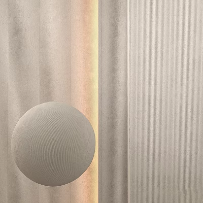 Modern Spherical Component With Striped Wall And Soft Lighting Design 3d model