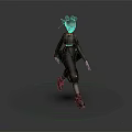 3D Game Movie Character With Black Outfit Unique Hairstyle And Dynamic Pose