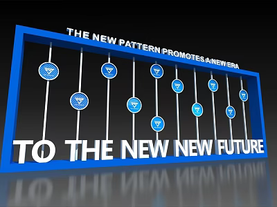 New Pattern Display With Blue Frame Circular Icons Promotes New Era To Future 3d model