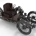 Classic Vintage Tricycle With Leather Seat Steering Wheel And Black Wheels