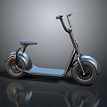 Silver Electric Scooter Featuring Modern Design Large Wheels Black Seat And Metallic Finish