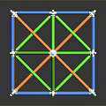 3D Geometric Structure Made Of Blue Orange Green Rods And White Connectors