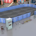 Colorful Amusement Equipment Collection With Ferris Wheel Carousel Tents Tracks Tunnel And Vehicles