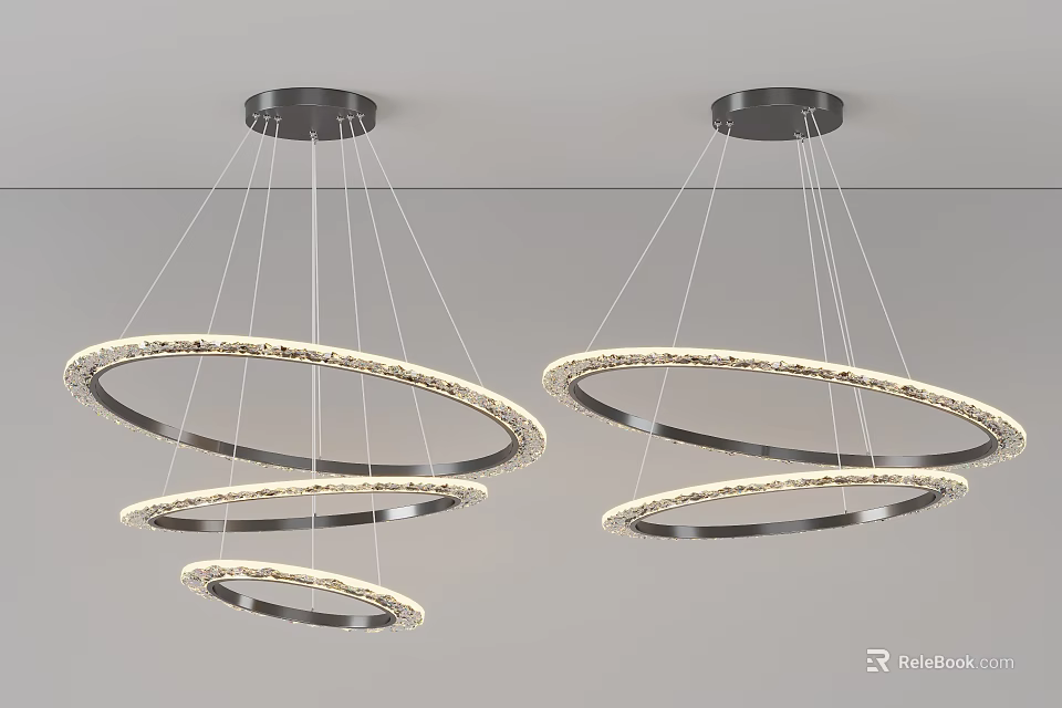 Modern Multi Ring Chandeliers with Metal Frame LED Lighting Hanging from Ceiling 3d model