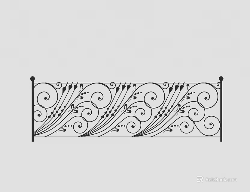 Decorative Wrought Iron Fence With Intricate Scroll Patterns And Ornate Designs 3d model 