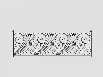 Decorative Wrought Iron Fence With Intricate Scroll Patterns And Ornate Designs 3d model