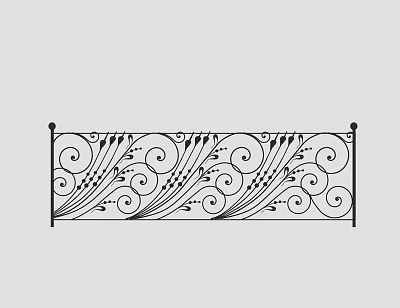 Decorative Wrought Iron Fence With Intricate Scroll Patterns And Ornate Designs 3d model
