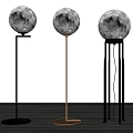 Modern Floor Lamps With Moon Textured Shades And Distinctive Metal Stands