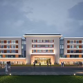Modern Multi story School Building Exterior With Large Windows And Main Entrance