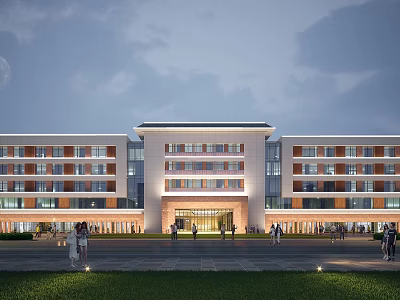 Modern Multi story School Building Exterior With Large Windows And Main Entrance 3d model