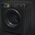 Black Front Load Washing Machine With Digital Display And Control Panel 3d model