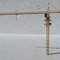 Tall Yellow Tower Crane With Long Boom And Operating Cabin For Construction 3d model