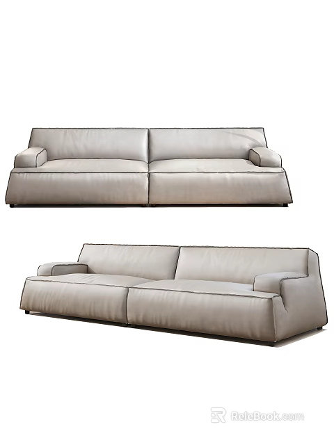 Modern Two Seater Sofa with Comfortable Cushions and Sleek Leather Upholstery 3d model 