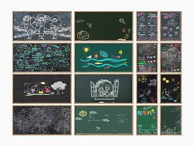 Modern blackboard graffiti chalk drawing chalk graffiti model