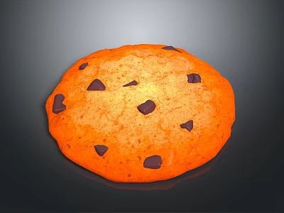 Freshly Baked Delicious Orange Cookie With Chocolate Chips And Crunchy Texture 3d model