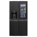 Refrigerator Freezer Open Doors Showing Organized Food Storage And Interior Compartments