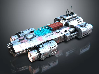 Futuristic Space Exploration Vessel With Metallic Structure Engine Modules And Antenna Arrays 3d model