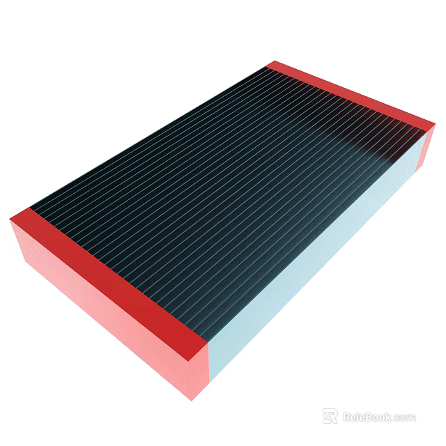 Black Flat Panel With Red And Blue Edges Parallel Lines Design 3d model 