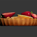 Fresh Fruit Tart With Strawberry Slices Orange Segments And Flower Decorations