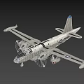 U.S. Navy Fighter Jet With Gray Body Propeller Engines And Stars On Wings