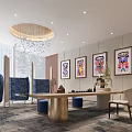 Modern Hotel Public Lounge Area With Green Plants Sofas Decorative Painting And Guizhou Impression Wall
