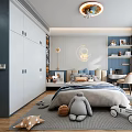 Modern Kids Bedroom Interior With Plush Toy And Car Decor