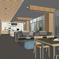 Multifunctional Coffee Bar Creative Book Bar Simple Tables and Chairs 3d model
